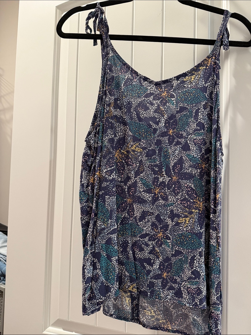 Maurices Navy Floral-Print Button Tank - Picture 3 of 3